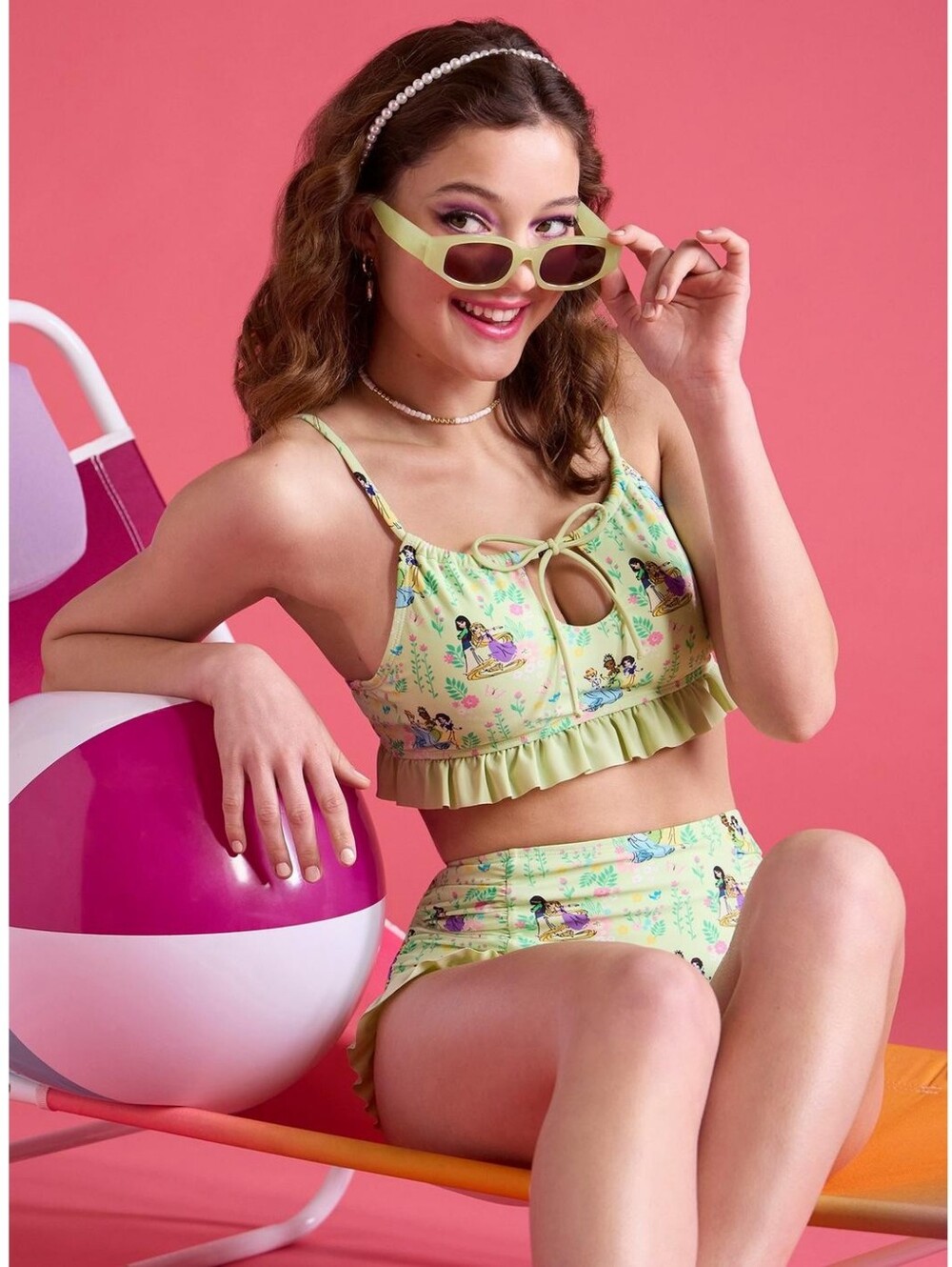 Hot Topic Disney Mint Ruffle Bikini with Princess Motif